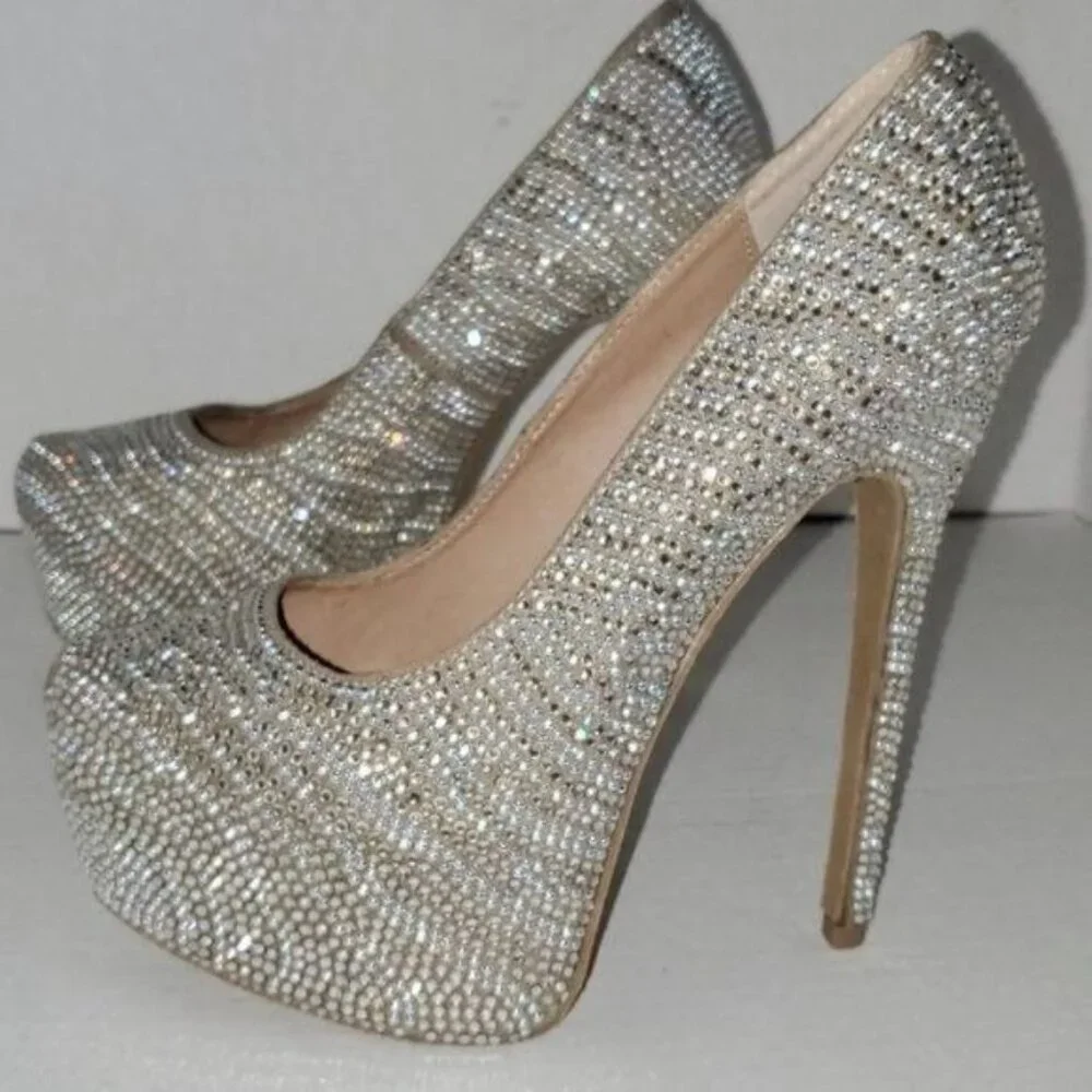 Steve Madden Platform Heels Shoes Rhinestones Stilettos Women's Woman's Size 8